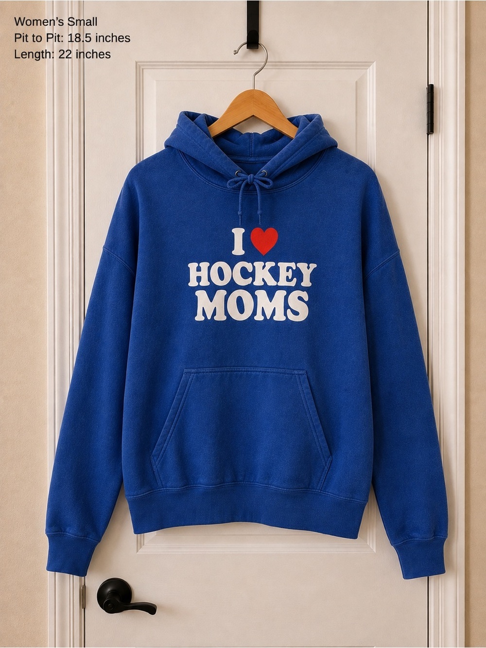 I Heart Hockey Moms Hoodie Royal Blue Sweatshirt Womens S Novelty Graphic